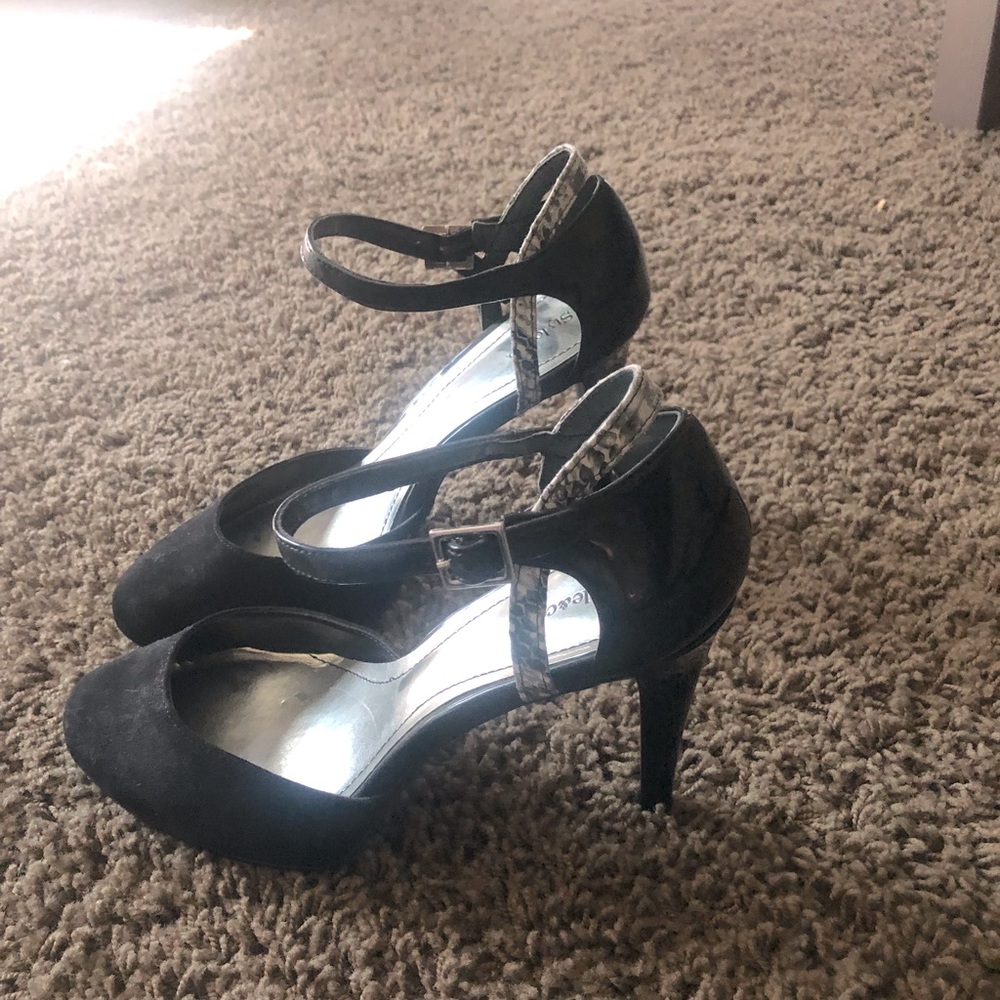 Black and snake design heels